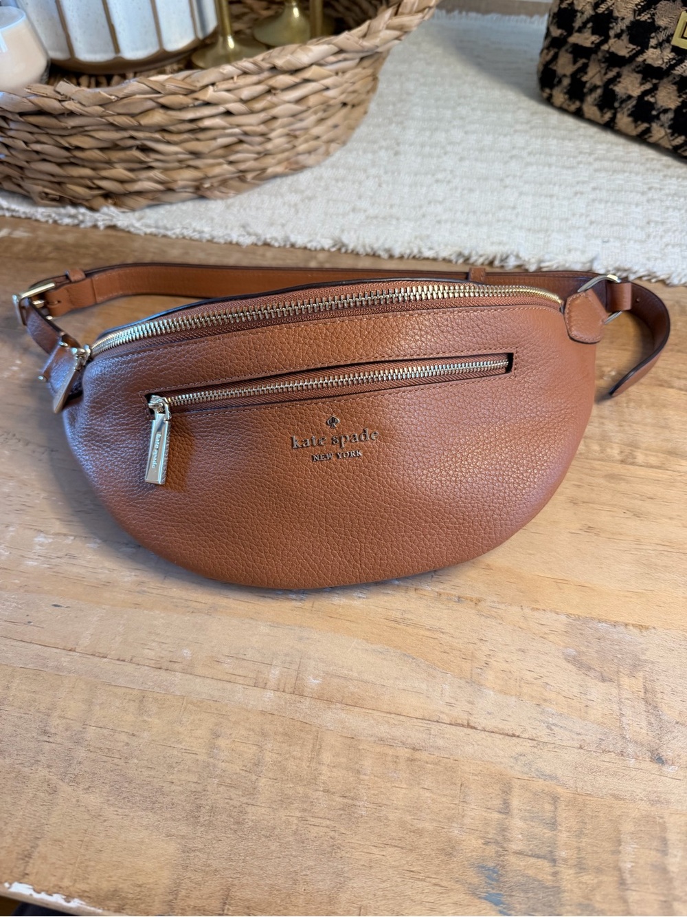 kate spade Saddle Brown Pebbled Leather Belt Bag